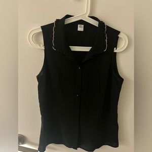 GG<5 Black Tank with Brown Ruffled Collar